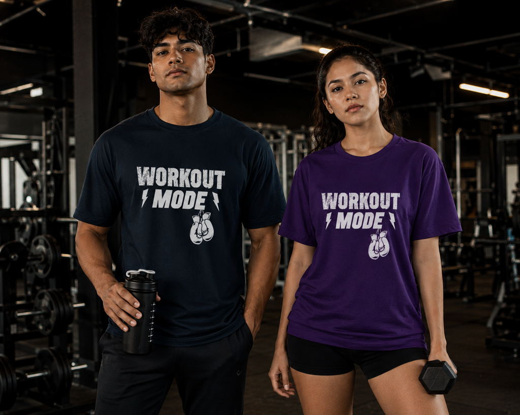 Workout Mode Oversized Unisex Gym T-Shirt  | 240 GSM Heavyweight Cotton Graphic Tee
