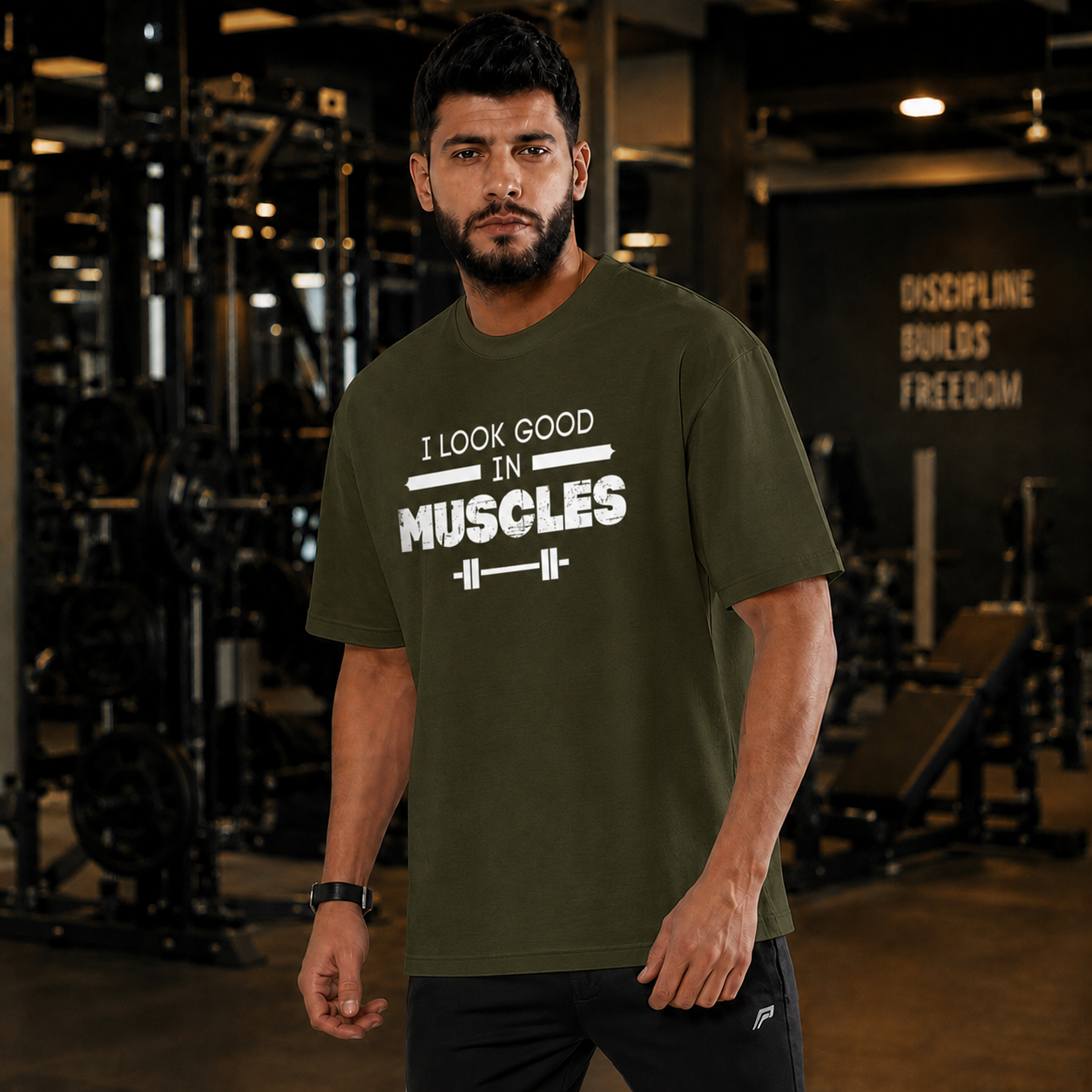 "I Look Good in Muscles" Oversized T-Shirt – Unisex Gym Tee