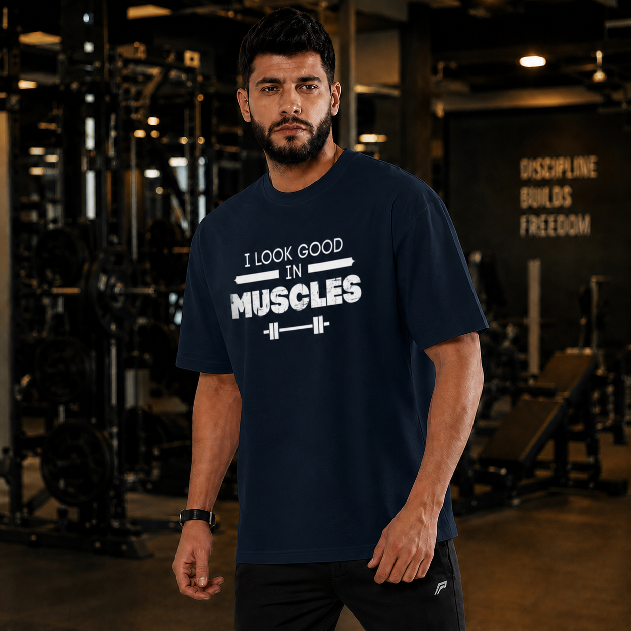 "I Look Good in Muscles" Oversized T-Shirt – Unisex Gym Tee