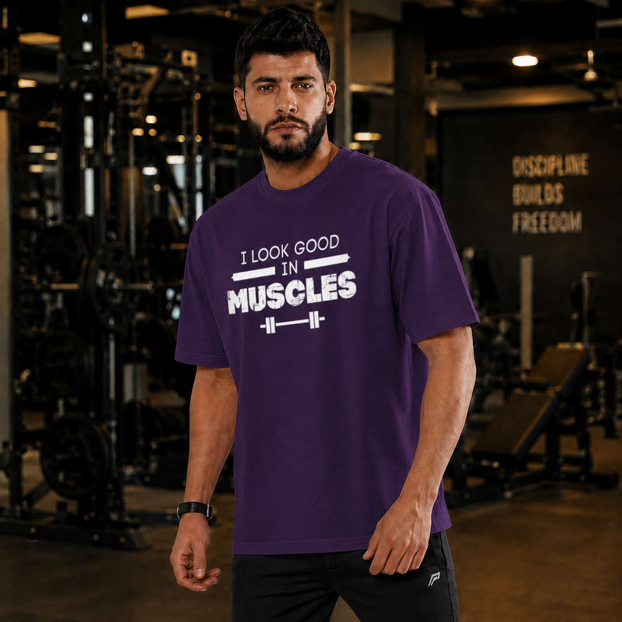 "I Look Good in Muscles" Oversized T-Shirt – Unisex Gym Tee