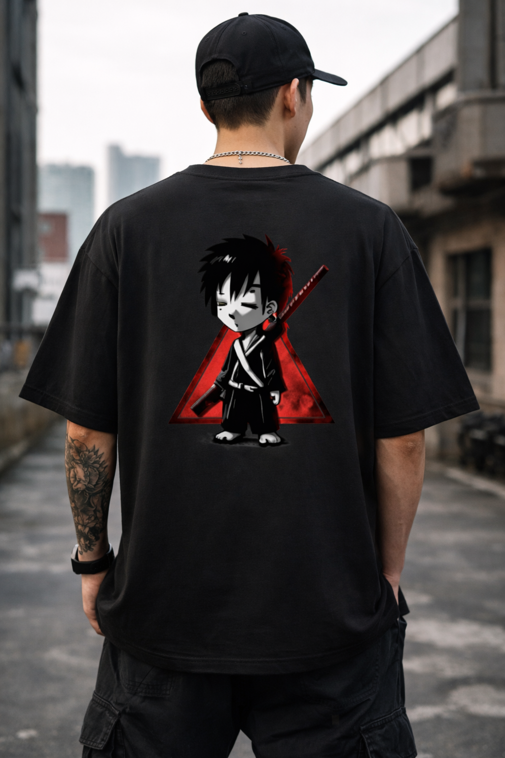 Chibi Samurai Oversized T-Shirt – Premium Heavyweight Cotton Unisex Streetwear Tee